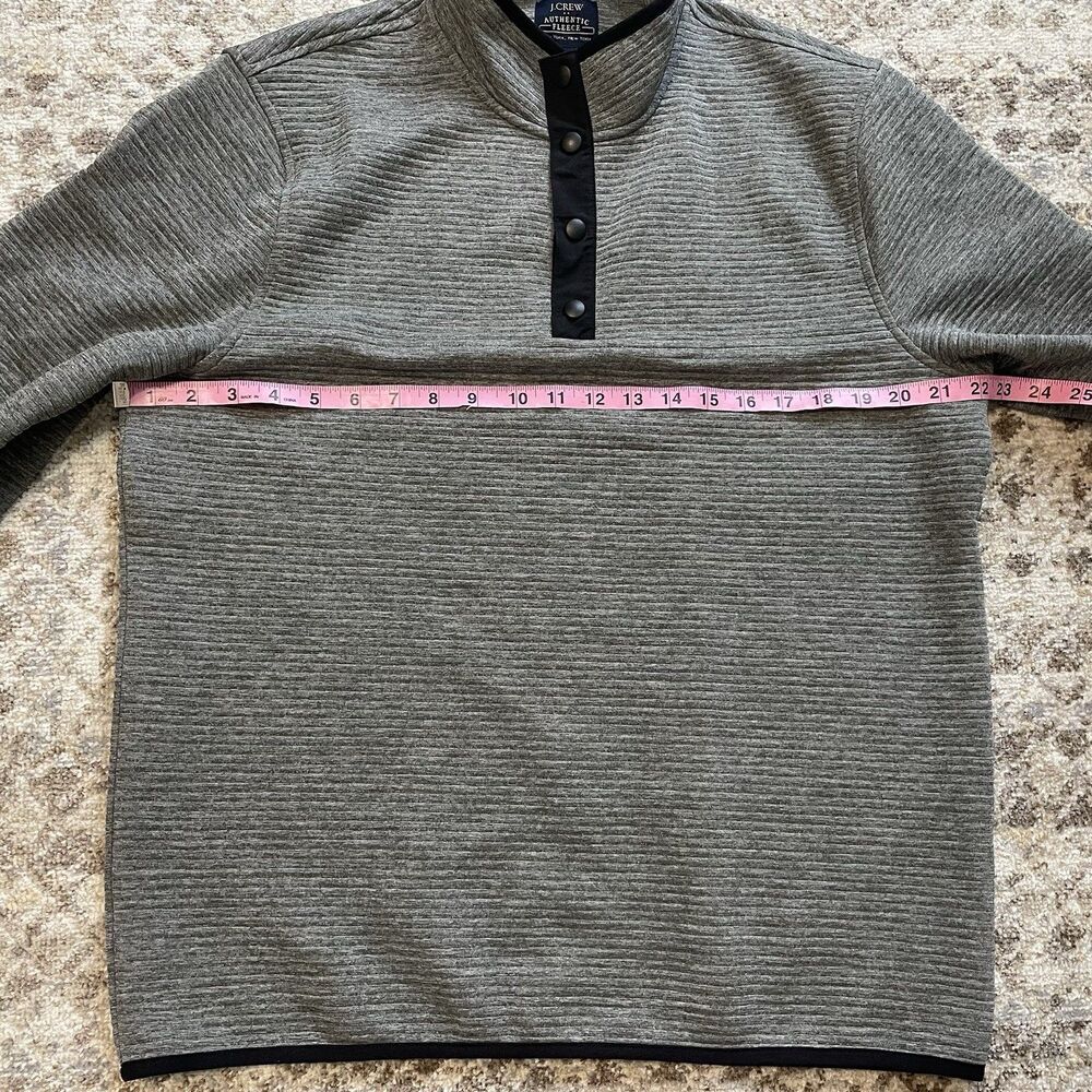 J.Crew Men’s Authentic Fleece Pullover Medium Gray Snap Mock Neck Long Sleeve - Picture 8 of 11
